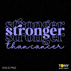 Stärker als Krebs SVG, PNG, Krebs Überlebender, Krebs Krieger, Trendy Retro Letter Digital Download Sublimation PNG & SVG Cricut