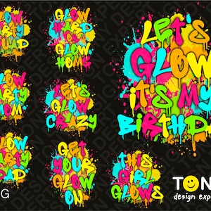 126 Pieces Neno Glow in The Dark Birthday Party Supplies Includes Graffiti  Splash Paint Background, Glow Party Table Covers, Neon Glow Balloons and