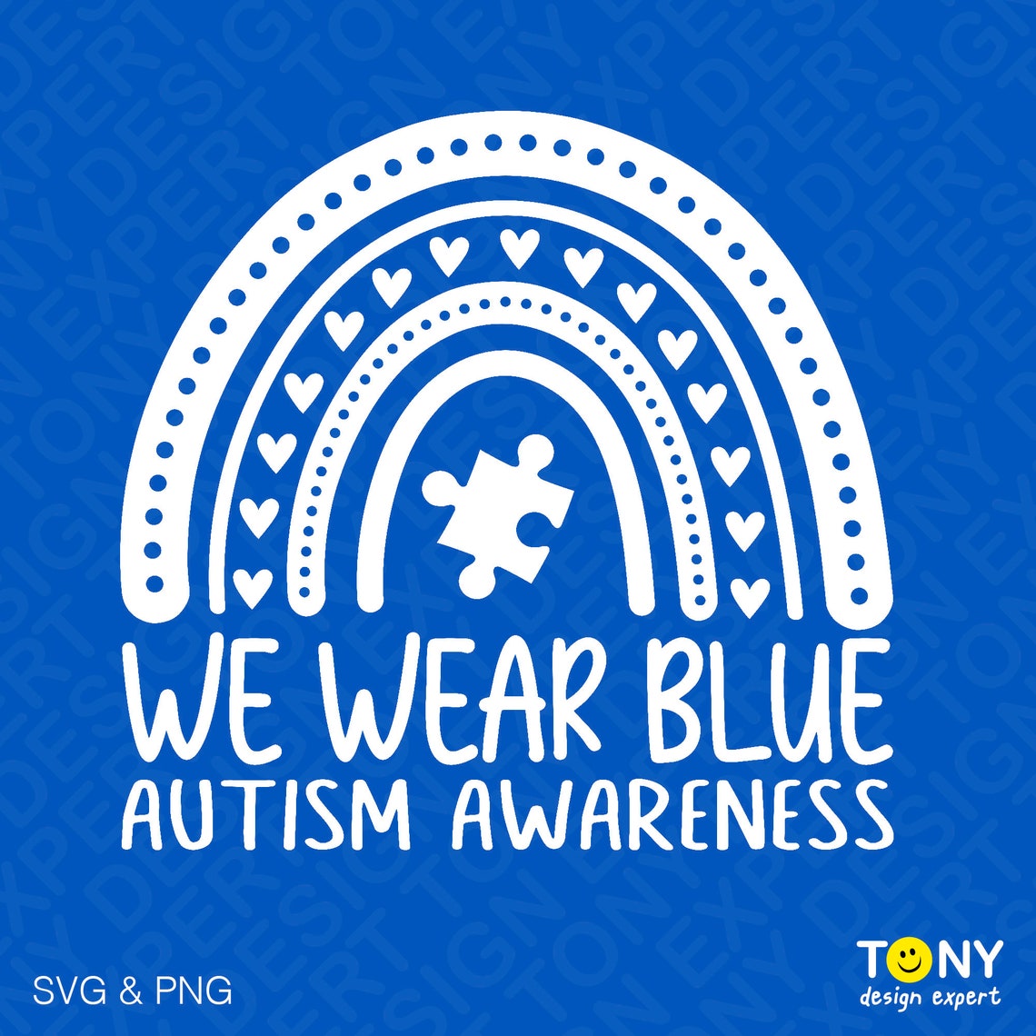 In April We Wear Blue Svg Png, Autism Awareness Svg, Rainbow Awareness ...