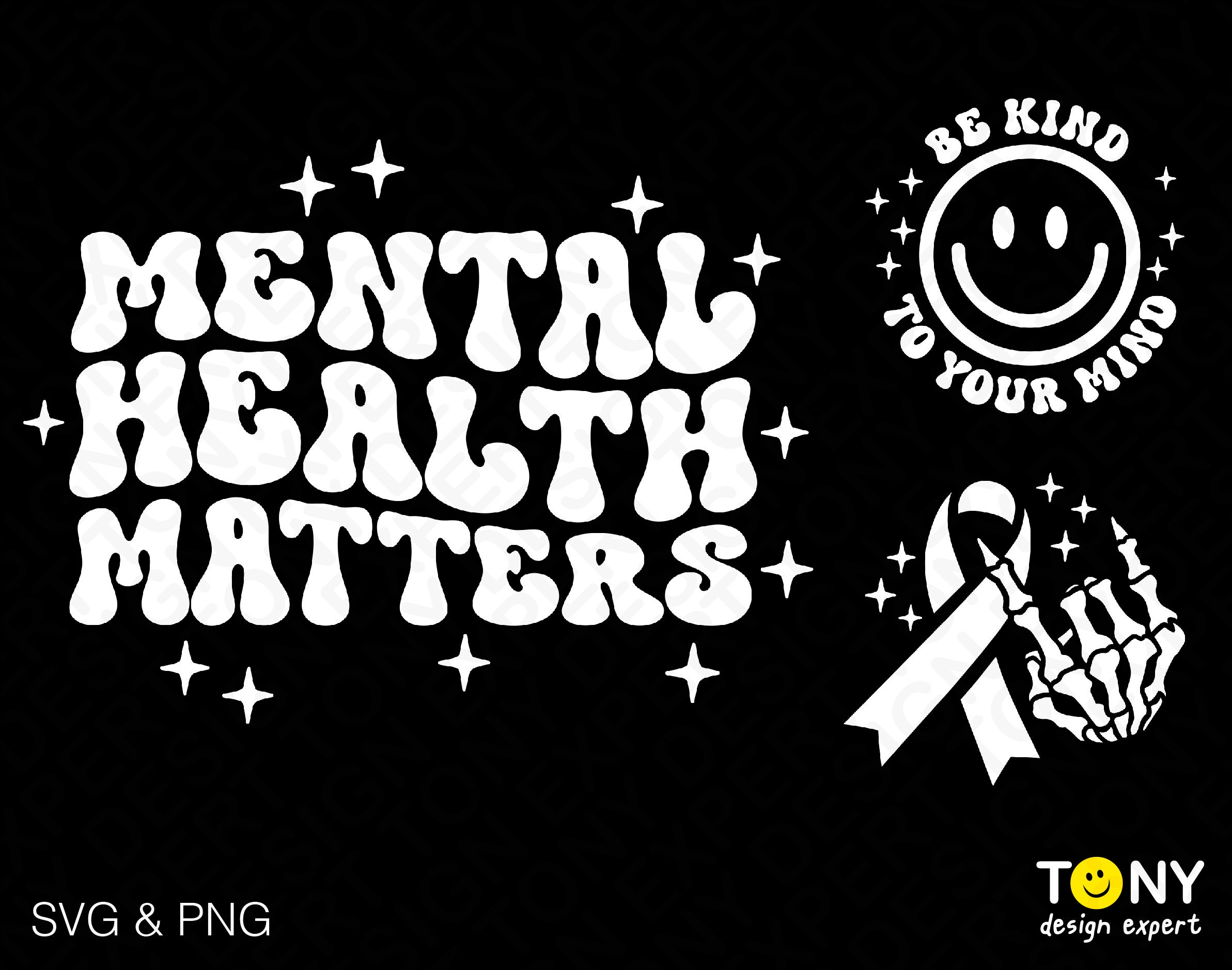 3 Bundle, Mental Health Matters Svg Png, Be Kind to Your Mind Trendy ...