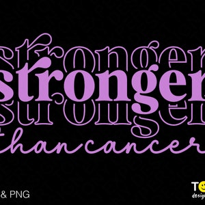 Stärker als Krebs SVG, PNG, Krebs Überlebender, Krebs Krieger, Trendy Retro Letter Digital Download Sublimation PNG & SVG Cricut