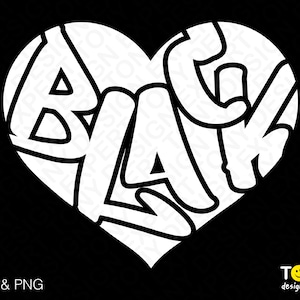 Puede incluir: Texto negro en forma de corazón, con las letras superpuestas y formando un corazón. El texto dice "Black" en mayúsculas.