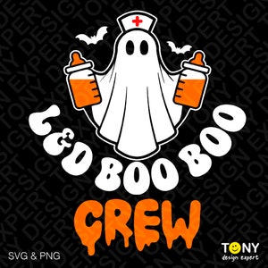 L & D Boo Boo Crew Signatur Png, Arbeit und Lieferung Krankenschwester Espng, Halloween Krankenschwester Espng, gruselige Krankenschwester Espng, digitaler Download Sublimation PNG, SVG Cricut