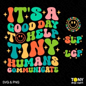 Het is een goede dag om kleine mensen te helpen communiceren Svg Png, Trendy Retro Groovy, Voorvak, Digitale Download Sublimatie PNG & SVG Cricut