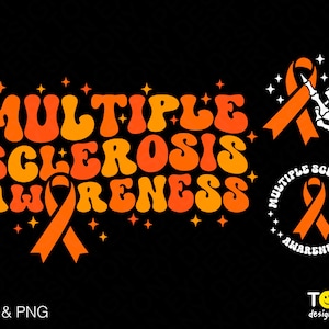 Multiple Sclerosis Awareness Svg Png, Ms Warrior Svg, Ms Awareness Trendy Retro Groovy Wavy Digital Download Sublimation PNG & SVG Cricut
