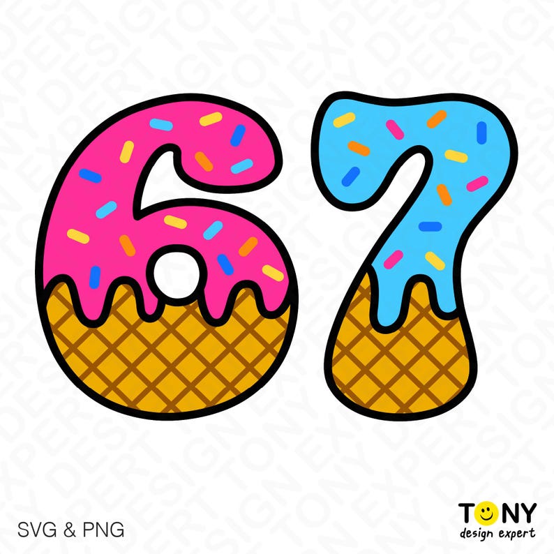 67 Ice Cream SVG PNG: Drippy Numbers Sprinkles Summer Sweet Treat ...