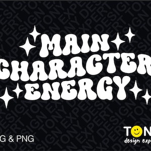 Hauptfigur Energie Svg Png, Positive Vibes Svg, Trendy LustigEr Groovy Retro Welliger Buchstabe Digital Download Sublimation PNG & SVG Cricut File