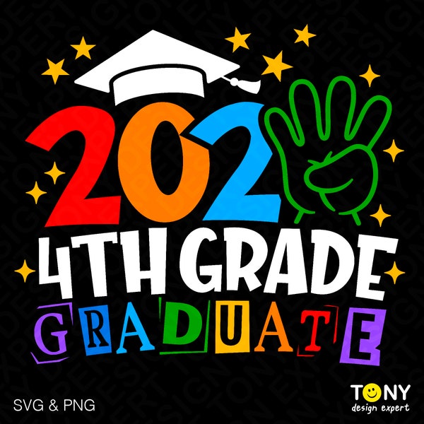 4 Colour Bundle 2024 4th Grade Graduate Svg Png, Fourth Grade Graduate Svg, End of School Svg Digital Download Sublimation PNG & SVG Cricut