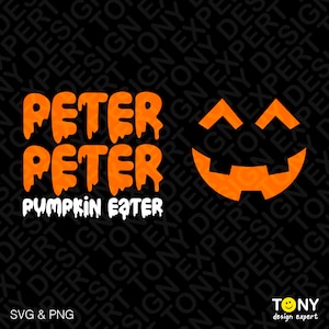 May include: Orange and white Halloween-themed graphic with the text "Peter Peter Pumpkin Eater" and a jack-o'-lantern face.