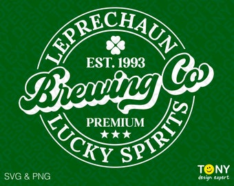 Leprechaun Brewing Co Svg Png, Lucky Spirits Svg, Funny St Patrick's Brewing Co Svg, Digital Download Sublimation PNG & SVG File For Cricut