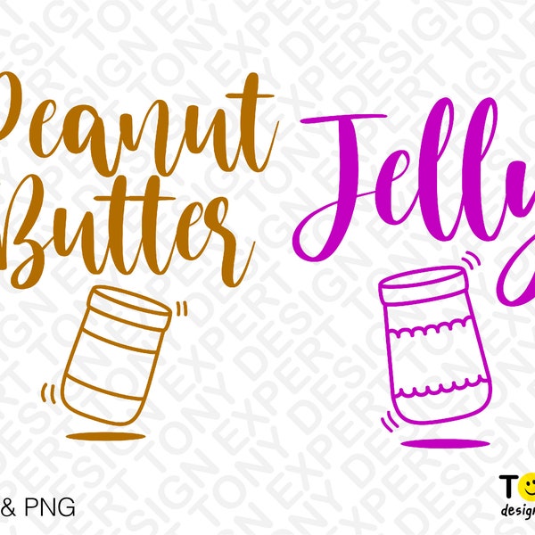 Peanut Butter and Jelly Svg Png, Matching Couples Bff Best friend Twins Sister Gift Idea Digital Download Sublimation PNG & SVG Cricut File