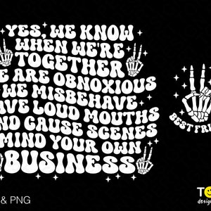 Melhor Amigo Svg Png, Cuide do Seu Próprio Negócio Svg, Bolso Frontal Traseiro, Esqueleto Ondulado Retro Moderno Download Digital Sublimação PNG e SVG Cricut