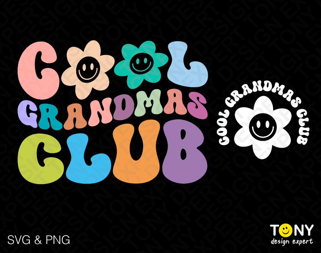 Cool Grandmas Club Svg Png, Grandma to Be Svg, Front Back Trendy Retro