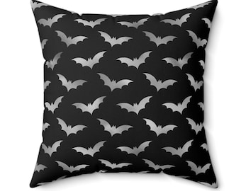 Cojín gótico con murciélagos góticos, cojín gótico negro, decoración gótica para dormitorio, decoración gótica para el hogar, cojín decorativo de Halloween, regalo para amantes de los murciélagos ocultistas, brujería