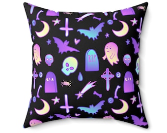 Goth pastel kussen pastel Goth decor Gotisch decor Halloween kussen pastel Halloween schattig Halloween decor Gotisch kussen heks kawaii decor
