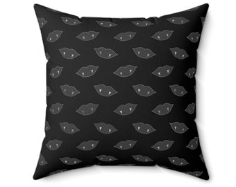Almohada de vampiro, labios de vampiro, almohada gótica, almohada gótica, decoración gótica, decoración gótica para el hogar, decoración gótica, almohada de Halloween de brujas, almohada ocultista para dormitorio