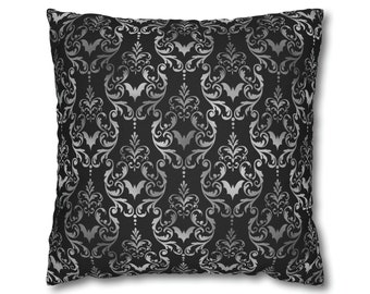 Coussin Déco Halloween Toile D'Araignée - 35x35 Cm - Noir & Argent