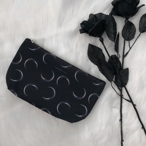 Moon Accessory Bag w T-bottom Moon Makeup Bag Moon Pencil Case Moon Cosmetics Bag Moon Zippered Pouch Gothic Bag Witchy Bag Occult Satanic