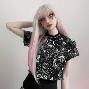 T-shirt gothique pour femme haut court gothique t-shirt gothique t-shirt gothique vêtements gothiques vêtements gothiques chemise de sorcière t-shirt de sorcière cadeaux gothiques