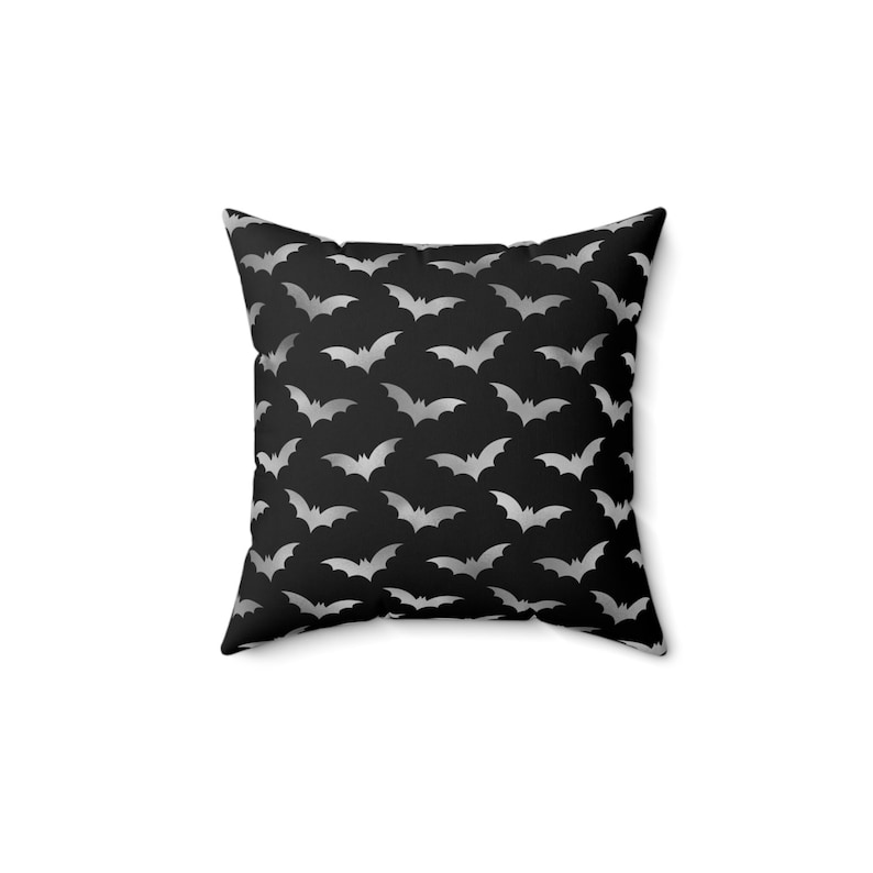 Gothic Throw Pillow Goth Bats Black Goth Pillow Gothic Bedroom Decor Gothic Home Decor Halloween Accent Pillow Occult Bat Lover Gift Witchy image 1