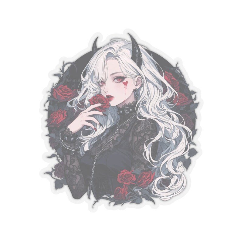 Goth Girl Sticker Gothic Sticker Demon Girl Sticker Demon Sticker Rose Sticker Goth Sticker Anime Sticker Anime Girl Sticker Goth Gifts image 2