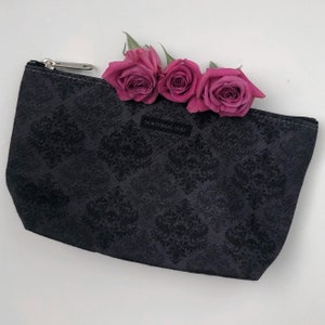 Damask Skull Accessory Bag w T-bottom Skull Makeup Bag Skull Pencil Case Skull Cosmetics Bag Skull Zippered Pouch Gothic Bag Witchy Bag