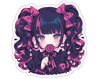 Anime Aufkleber Kawaii Goth Aufkleber Goth Aufkleber Waifu Aufkleber Fantasie Kunst Aufkleber Pastell Goth Vinyl Aufkleber Dark Fantasy Gothic Anime Geschenk