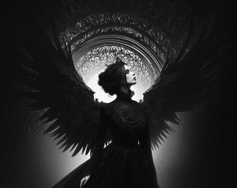 Gothic Angel Art Gothic Art Print Gothic Wall Art Dark Academia Print Moody Victorian Art Macabre Art Gothic Home Decor Dark Art Decor
