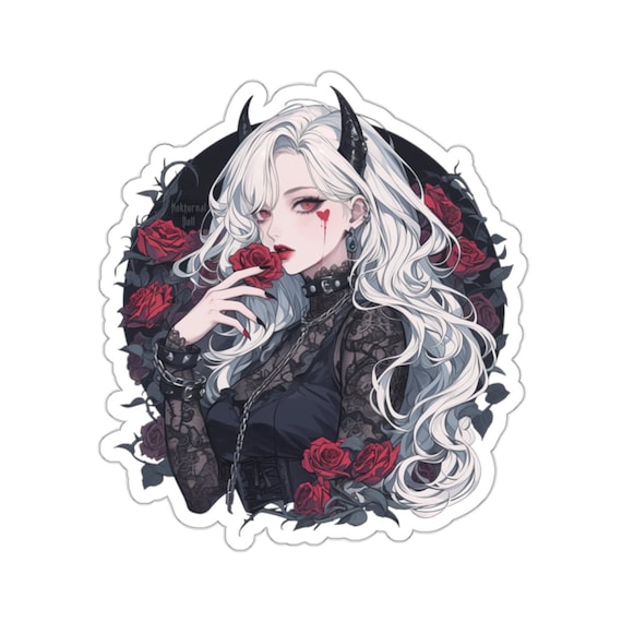 Goth Girl Sticker Gothic Sticker Demon Girl Sticker Demon Sticker Rose Sticker Goth Sticker Anime Sticker Anime Girl Sticker Goth Gifts