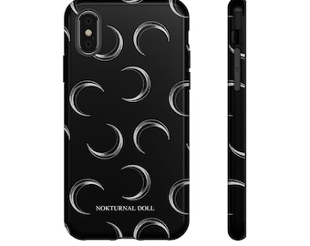 Moon Phone Case Witchy Goth Halloween Black Magic Wicca Spooky Witchcraft Occult Mystic Celestial iPhone Samsung Tough Cases