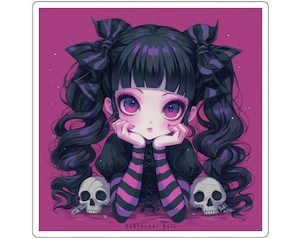 Gothic Aufkleber Süßes Goth Girl Goth Anime Aufkleber Vinyl Aufkleber Laptop Aufkleber Notebook Aufkleber Gothic Ästhetik Kawaii Goth Dark Fantasy Geschenk