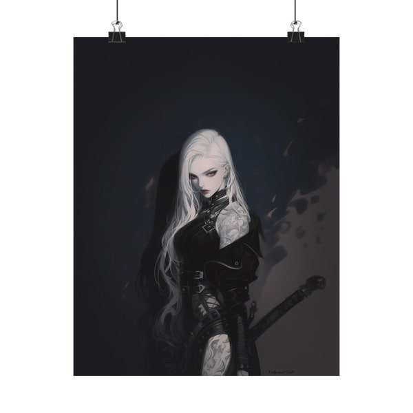 Anime Poster Anime Art Anime Girl Poster Manga Poster Anime Waifu Poster Gothic Poster Ninja Girl Poster Japanese Art Goth Gifts Anime Gifts