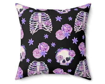 Gotisch kussen Victoriaans kussen schedel kussen Goth meisje kussen heks kussen Goth kussen Gothic Home Decor Goth cadeau griezelig schattig pastel Goth