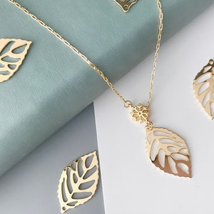 2PCS 14K Gold Plated Leaf Charm | Hollow Leaf Charm | Leaf Charm for Accessories Making