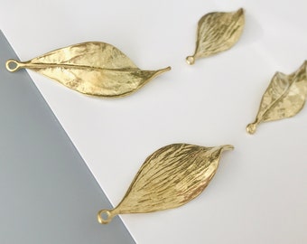 Golden Leaves | Baroque Style Golden Leaves | Matte Twisted Leaf Pendant Charms for Accessories Making | Baroque style crafting supplies