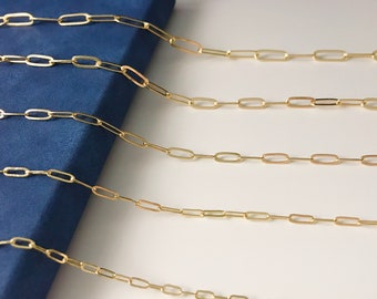 Paper Clip Chain | 14K Gold Plated Chain | Jewelry Chain | Necklace Chain | Choker Chain | Long Oval Chain | Jewelry Making Chains