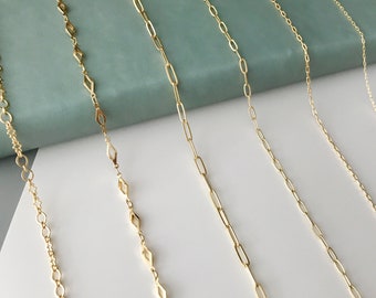 14K Gold Plated Chain | Jewelry Chain | Necklace Chain | Choker Chain | Mini Paperclip | Textured Oval | Glasses | Chains for Jewelry Making