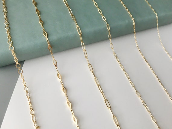14K Gold Plated Chain Jewelry Chain Necklace Chain Choker Chain Mini  Paperclip Textured Oval Glasses Chains for Jewelry Making 