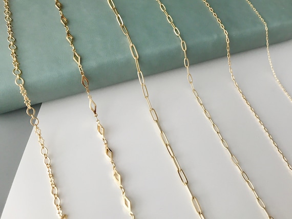 14K Gold Plated Chain Jewelry Chain Necklace Chain Choker Chain Mini  Paperclip Textured Oval Glasses Chains for Jewelry Making 