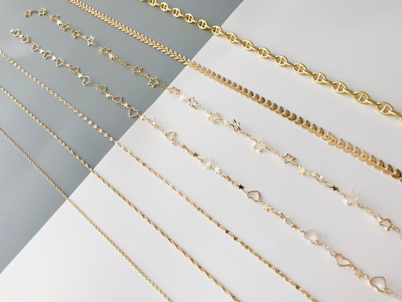 14K Gold Plated Chain Jewelry Chain Necklace Chain Choker Chain Stars  Hearts Leaves Jewelry Making Chains 