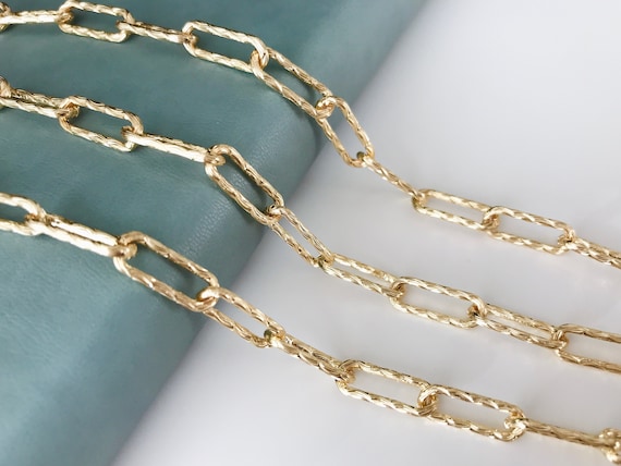 14K Gold Plated Chain Jewelry Chain Necklace Chain Choker Chain Mini  Paperclip Textured Long Oval Chains for Jewelry Making 