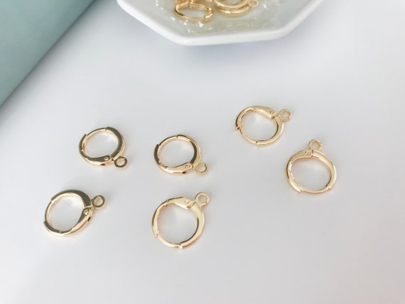 Round Leverback Earring Hooks | 14K Gold Plated Earring Findings | Leverback Earwire Hooks for Earring Making