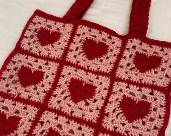 PATTERN - Crochet Heart Tote Bag PDF Pattern by livirosemakes