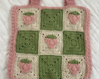 PATTERN - Crochet Strawberry Tote Bag PDF Pattern by livirosemakes