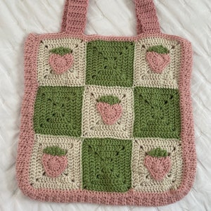 PATTERN - Crochet Strawberry Tote Bag PDF Pattern by livirosemakes