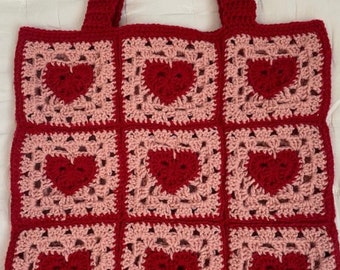 Heart Granny Square Tote Bag by livirosemakes