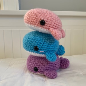 Whale Stuffed Animal, Amigurumi, Blue Pink or Purple Plushie, Handmade Cute Whale, Crocheted Adorable Gift by livirosemakes