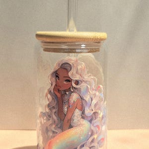 Black Mermaid 16oz Glass Tumbler