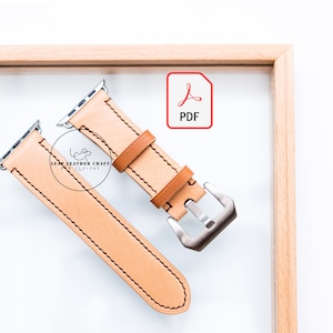 2 Dollars Pattern! No.510 Leather Apple iWatch Strap 2 Sizes in One (2.2cm/2.4cm). Leather Hand Craft Pattern PDF A4