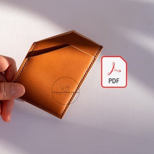 ¡Patrón de 2 dólares! No.415 Tarjetero Simple Cartera Minimalista 2 Ranuras. Patrón de artesanía en cuero PDF A4